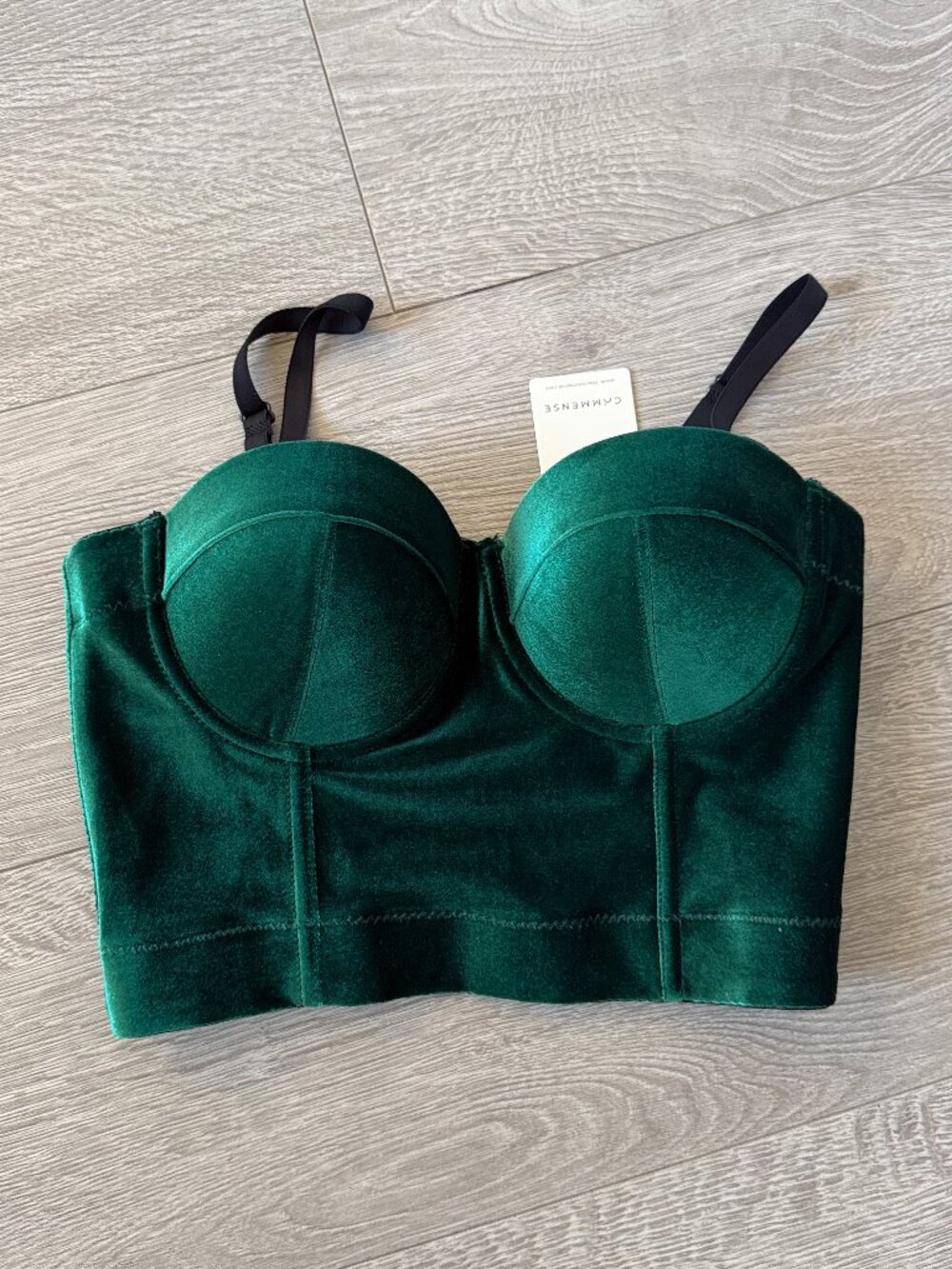 Commense Green Velvet Bustier Corset Crop Top Size Small NWT